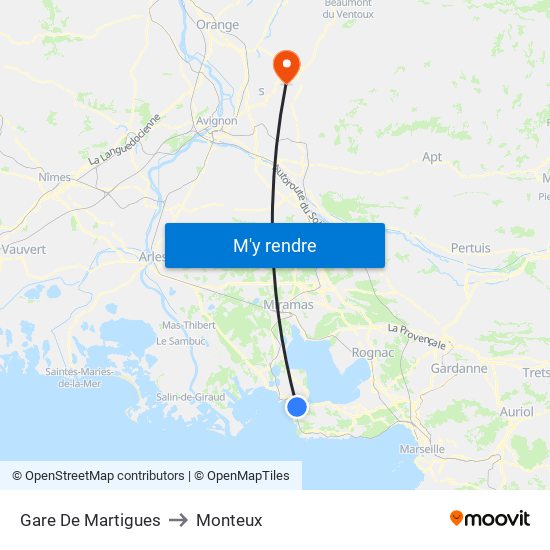 Gare De Martigues to Monteux map