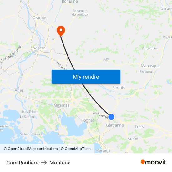 Gare Routière to Monteux map