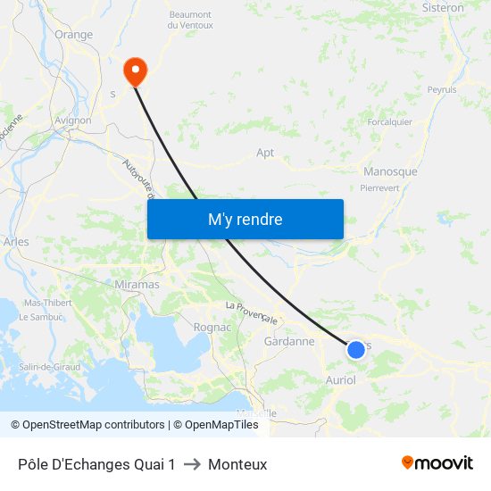 Pôle D'Echanges Quai 1 to Monteux map