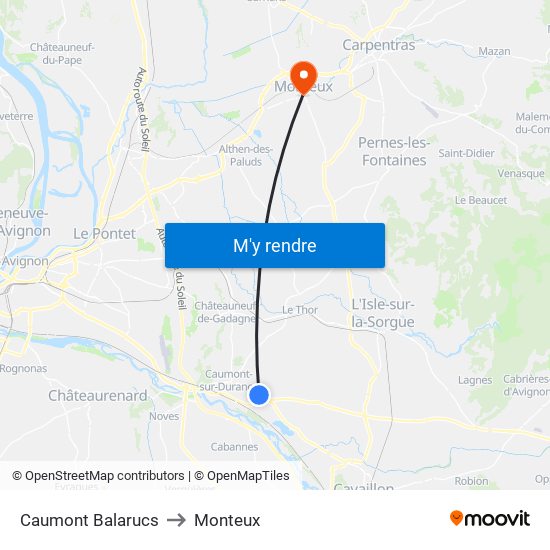 Caumont Balarucs to Monteux map
