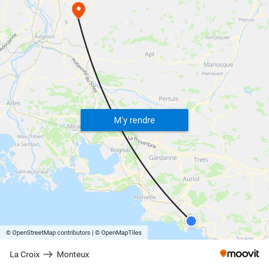 La Croix to Monteux map