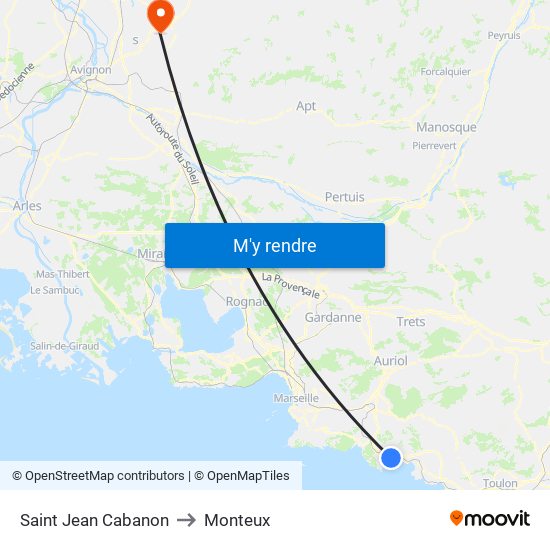 Saint Jean Cabanon to Monteux map