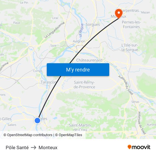 Pôle Santé to Monteux map