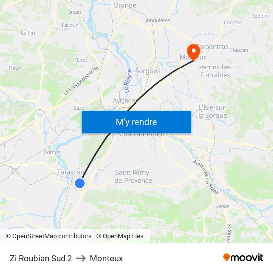 Zi Roubian Sud 2 to Monteux map