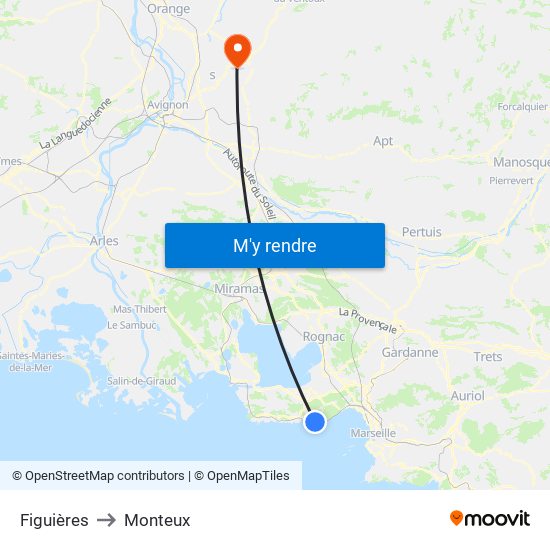 Figuières to Monteux map