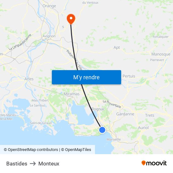 Bastides to Monteux map