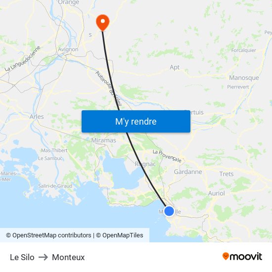Le Silo to Monteux map