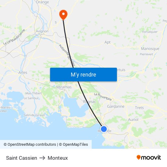 Saint Cassien to Monteux map