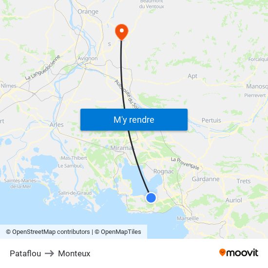 Pataflou to Monteux map