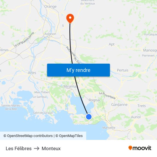 Les Félibres to Monteux map