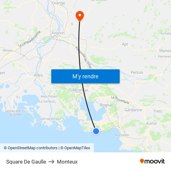 Square De Gaulle to Monteux map