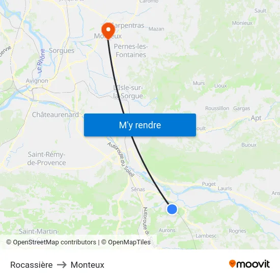 Rocassière to Monteux map