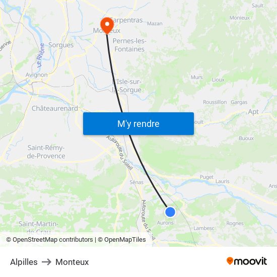 Alpilles to Monteux map