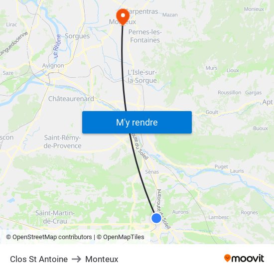 Clos St Antoine to Monteux map