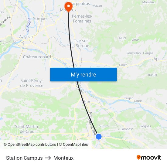 Station Campus to Monteux map