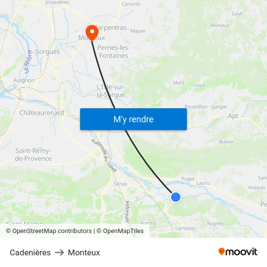 Cadenières to Monteux map