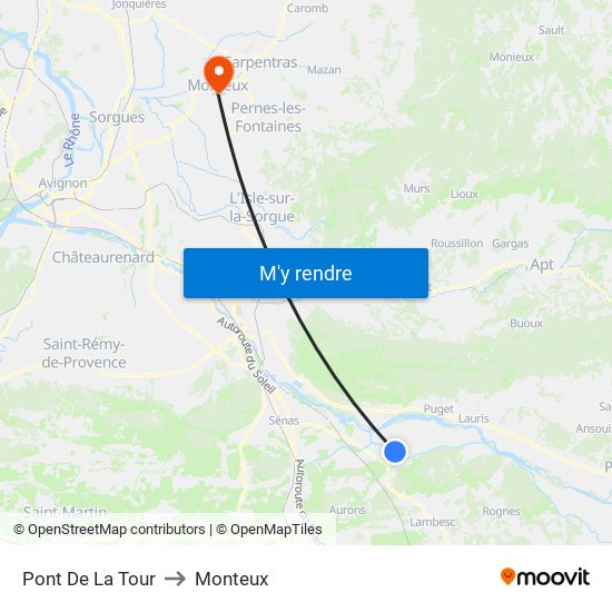 Pont De La Tour to Monteux map