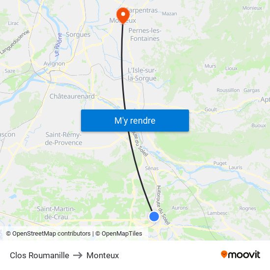 Clos Roumanille to Monteux map
