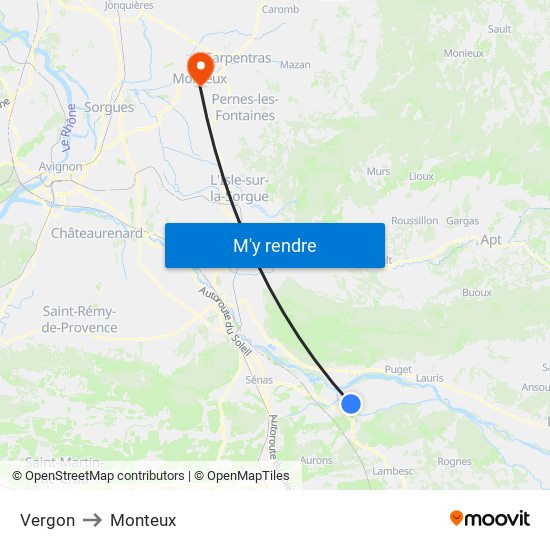 Vergon to Monteux map