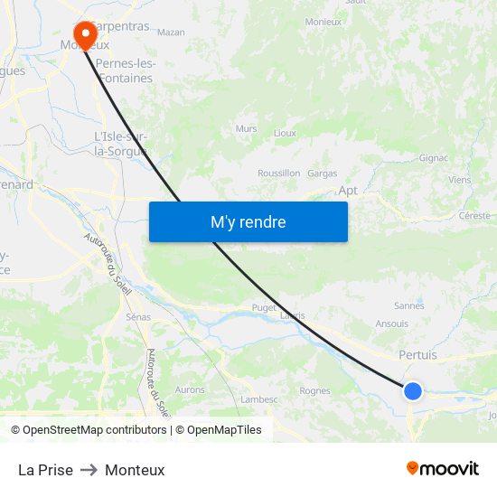 La Prise to Monteux map