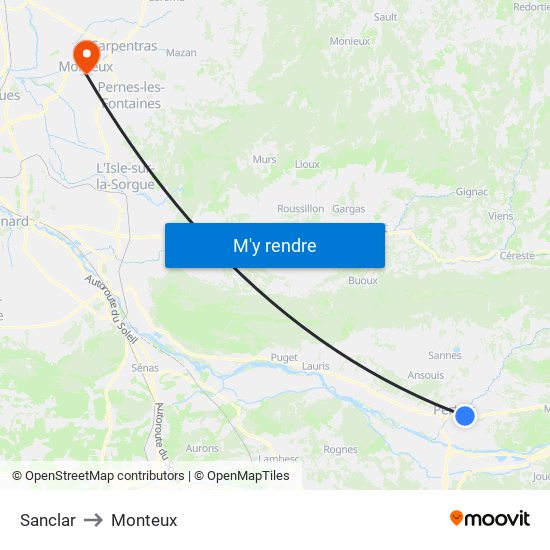 Sanclar to Monteux map