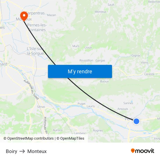 Boiry to Monteux map