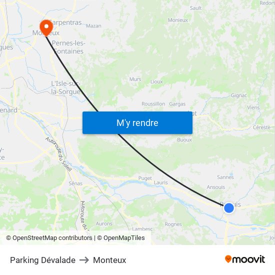 Parking Dévalade to Monteux map