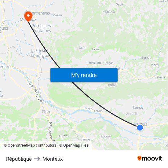 République to Monteux map