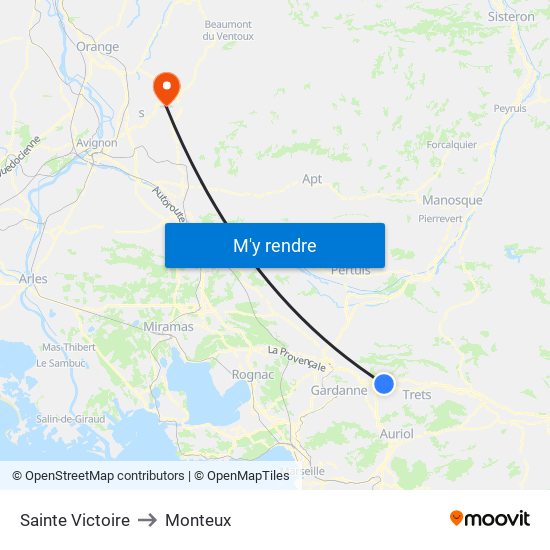 Sainte Victoire to Monteux map