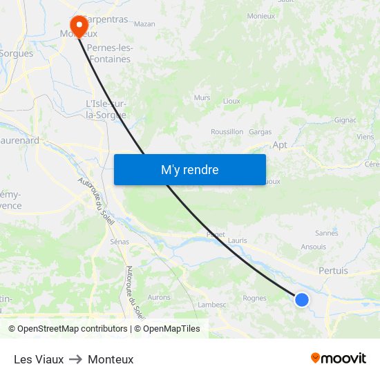 Les Viaux to Monteux map