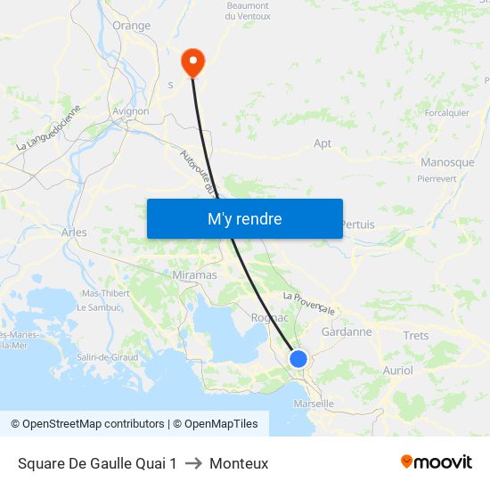 Square De Gaulle Quai 1 to Monteux map