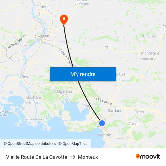 Vieille Route De La Gavotte to Monteux map