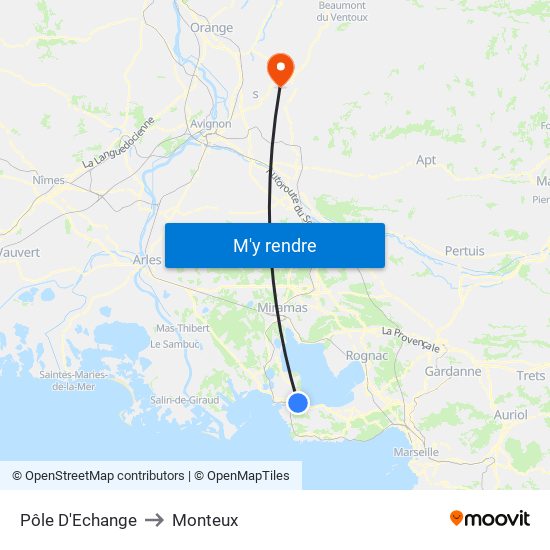 Pôle D'Echange to Monteux map