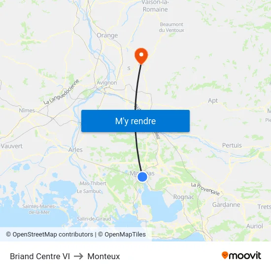 Briand Centre VI to Monteux map