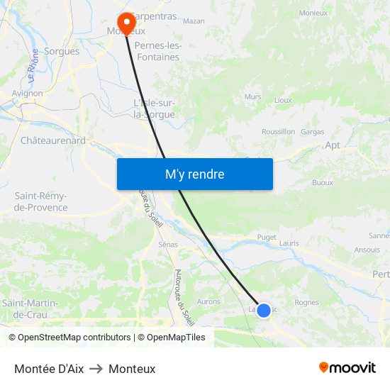 Montée D'Aix to Monteux map