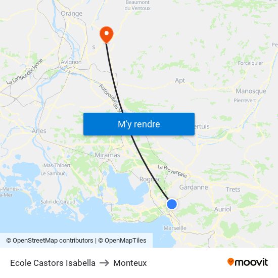 Ecole Castors Isabella to Monteux map