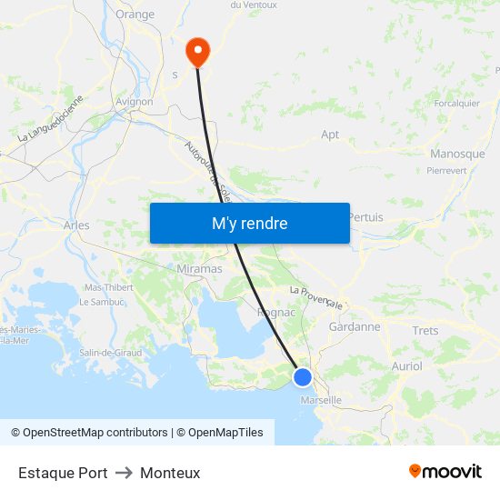 Estaque Port to Monteux map