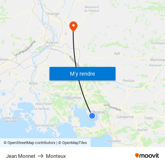 Jean Monnet to Monteux map