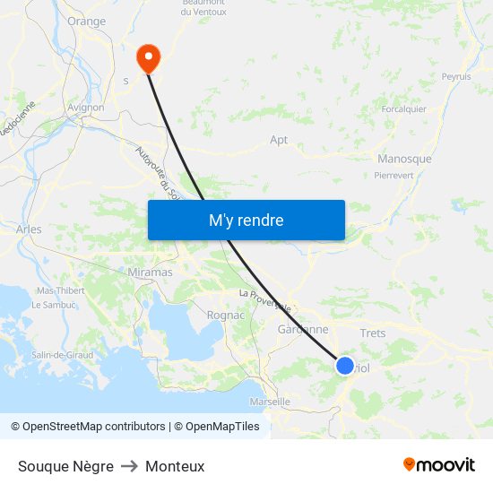 Souque Nègre to Monteux map