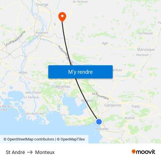 St André to Monteux map