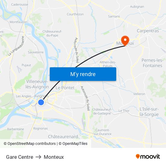 Gare Centre to Monteux map