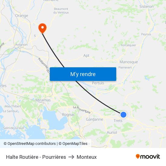 Halte Routière - Pourrières to Monteux map