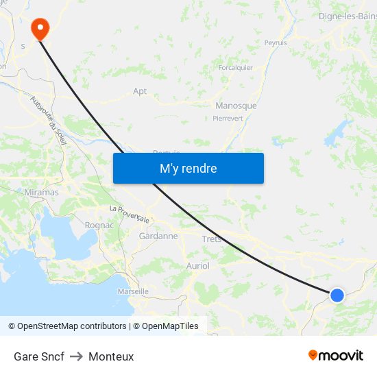 Gare Sncf to Monteux map