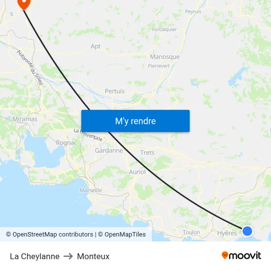 La Cheylanne to Monteux map