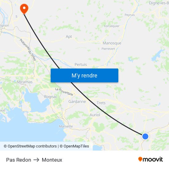 Pas Redon to Monteux map