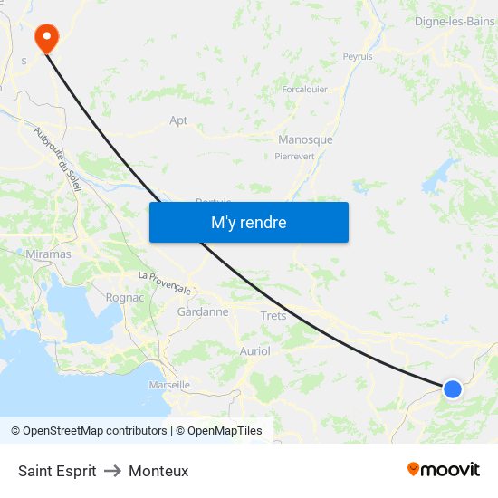 Saint Esprit to Monteux map
