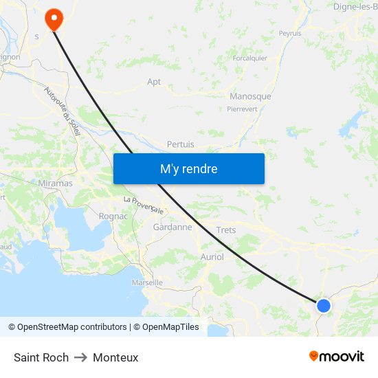 Saint Roch to Monteux map