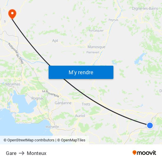 Gare to Monteux map