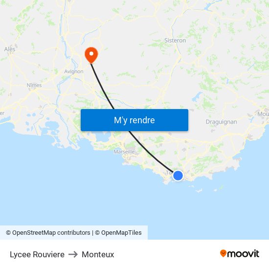Lycee Rouviere to Monteux map