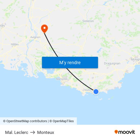Mal. Leclerc to Monteux map
